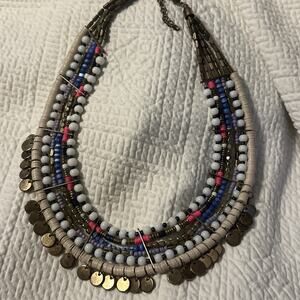 Gold‎ bib statement necklace Chunky Costume Jewelry 10”